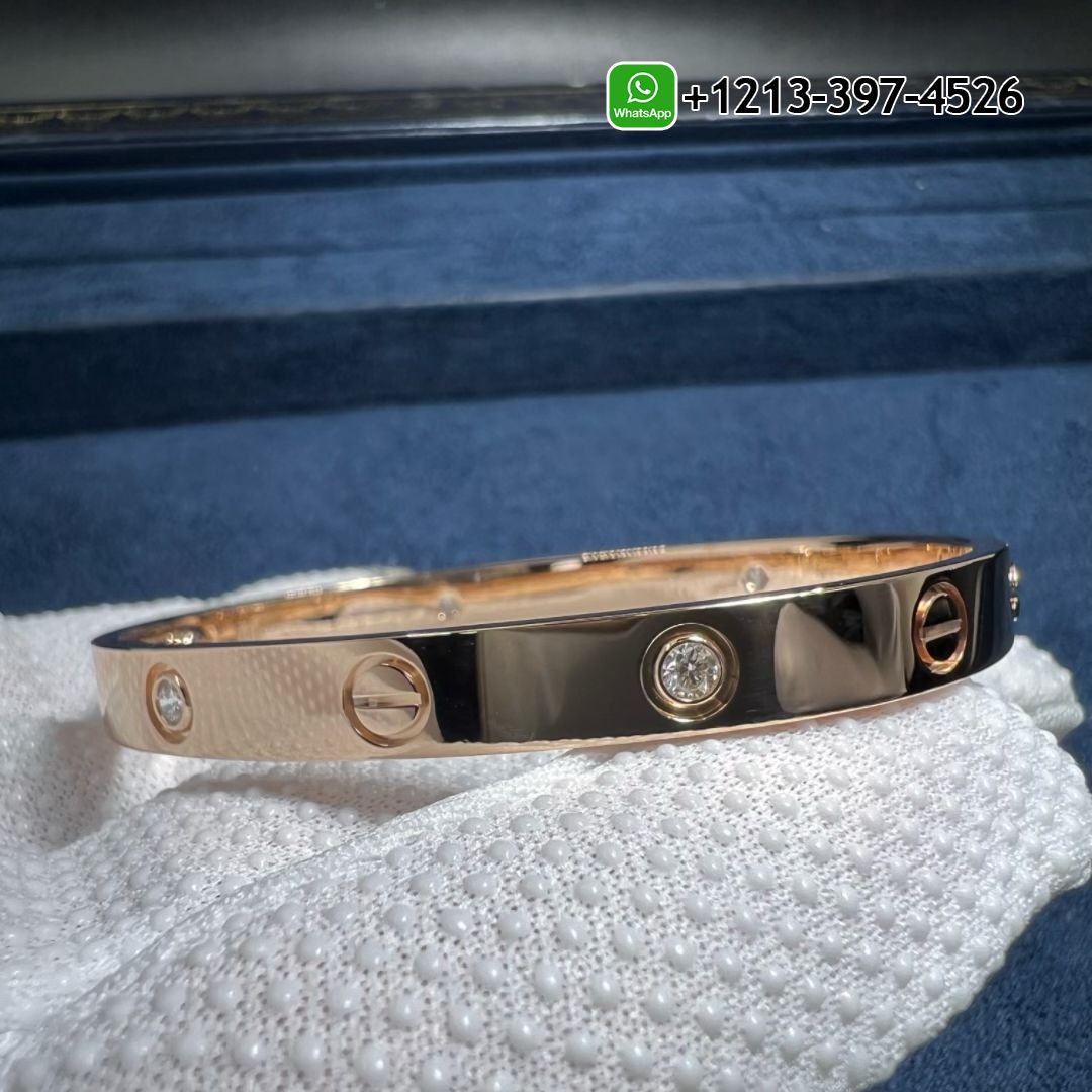 d3hz0utl5vm Custom Made Top Quality Cartier 4 Diamonds Love Bracelet 18K Rose Gold - High Quality 18k Gold and Diamond Luxury Distinctive Collection Designer Jewelry Customized Factory Price - Image 6