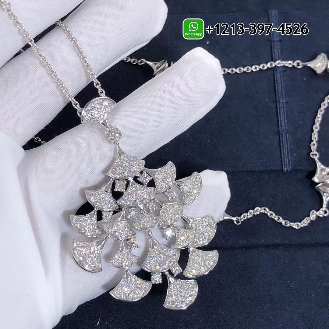 d3pz0wngo3n Custom Made Best Quality 1:1 Bvlgari Divas Dream 18k White Gold Full Pave Diamonds Pendant Necklace - High Quality 18k Gold and Diamond Luxury Distinctive Collection Designer Jewelry Customized Factory Price - Image 2