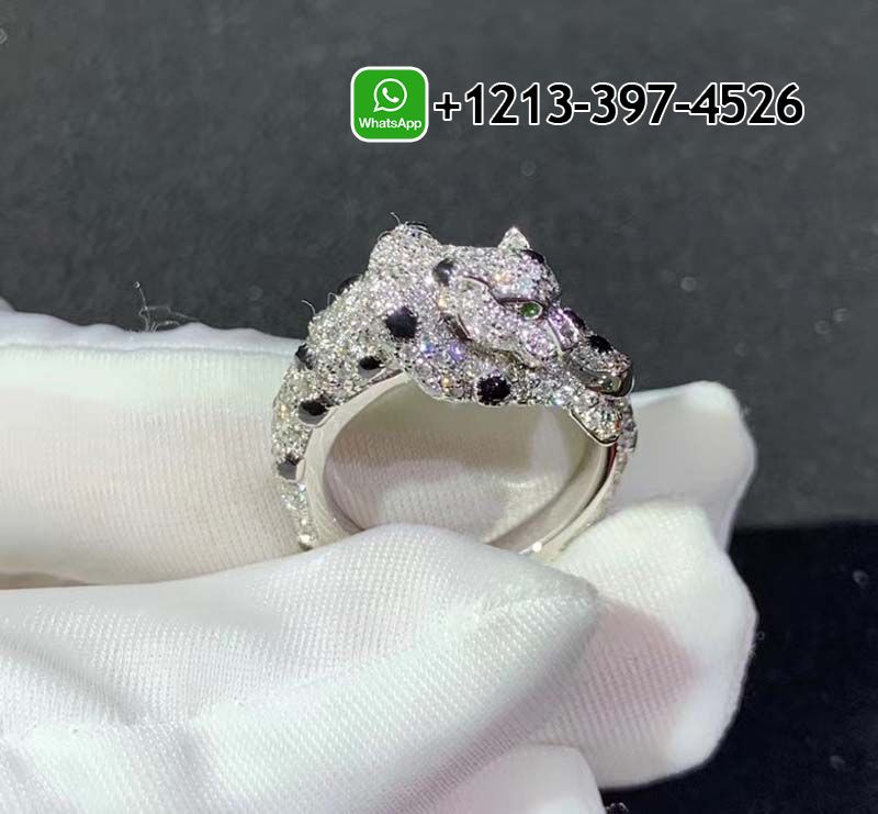 d5bgiorrvyz Custom Made Best Quality 1:1 Cheap Cartier Panthere 18k White Gold Diamond Paved Onyx Ring - High Quality 18k Gold and Diamond Luxury Distinctive Collection Designer Jewelry Customized Factory Price - Image 6