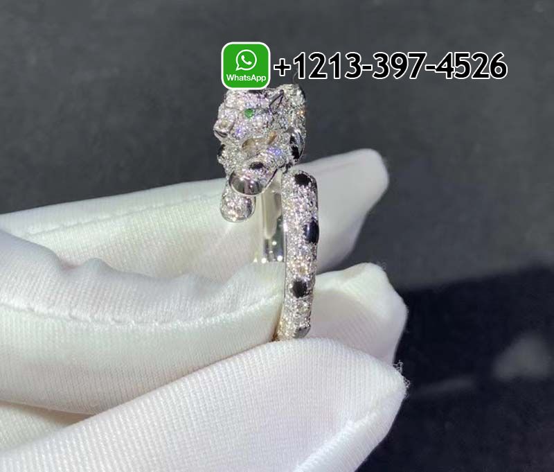 d5c41salbym Custom Made Best Quality 1:1 Cheap Cartier Panthere 18k White Gold Diamond Paved Onyx Ring - High Quality 18k Gold and Diamond Luxury Distinctive Collection Designer Jewelry Customized Factory Price - Image 8
