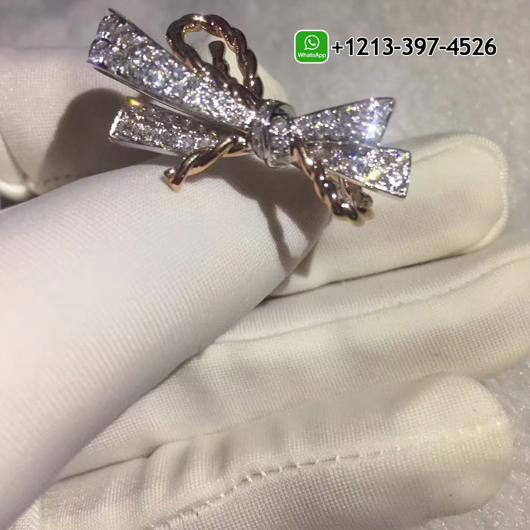 db52ifvloc0 Custom Made Best Sellers Quality 1:1 Chaumet Insolence 18K White Gold & Rose Gold Diamonds Bow Ring - High Quality 18k Gold and Diamond Luxury Distinctive Collection Designer Jewelry Customized Factory Price - Image 4