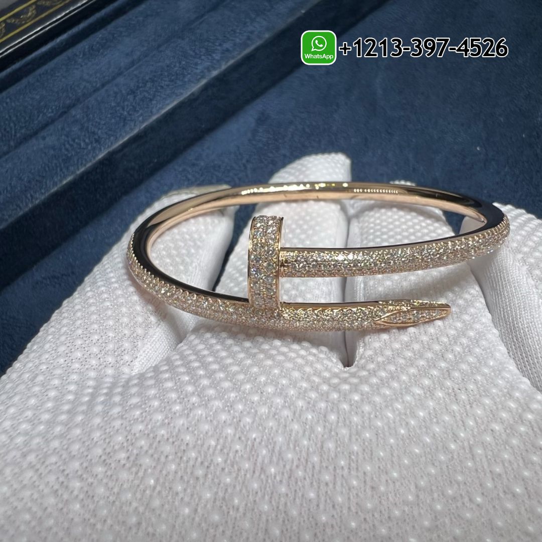 dcokx53lzx3 Custom Made Cheap 1:1 High Quality Cartier Juste un Clou 18k Rose Gold Pave Diamond Classic Nail Bracelet - High Quality 18k Gold and Diamond Luxury Distinctive Collection Designer Jewelry Customized Factory Price - Image 3