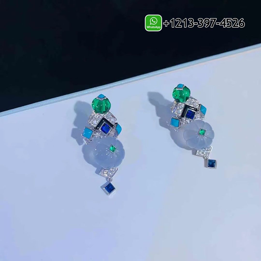 dew4l1bls1l Custom Made Best Quality 1:1 Cartier Sixieme Sens Par Cartier 18k White Gold Diamonds Gemstones High Jewelry Earrings - High Quality 18k Gold and Diamond Luxury Distinctive Collection Designer Jewelry Customized Factory Price - Image 2