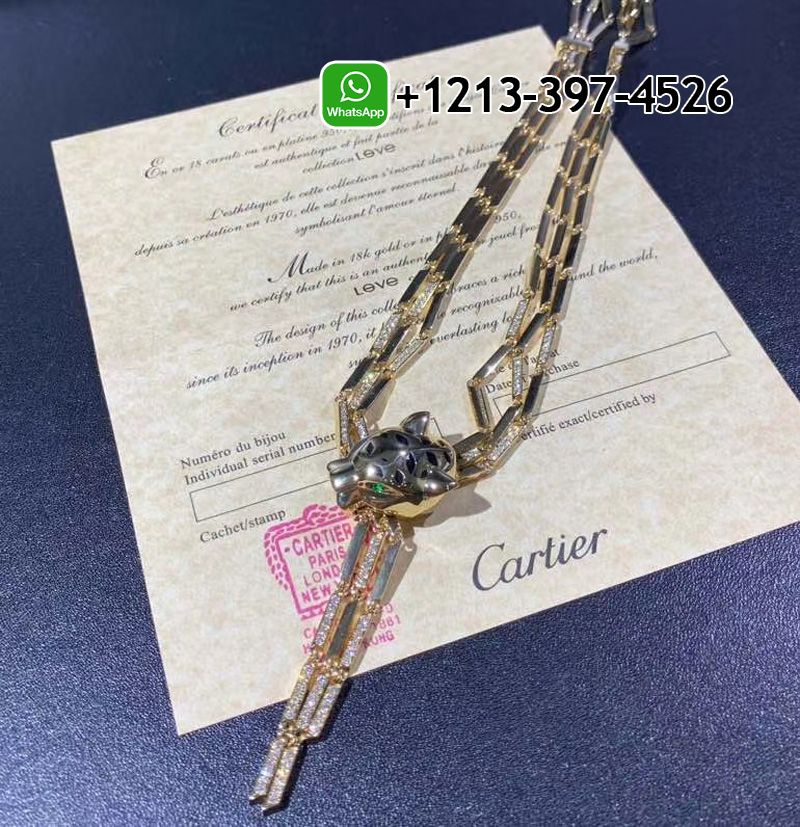 dghjbhemioy Best Sellers 1:1 Quality Cheap Custom Made Cartier Panther 18k Yellow Gold Diamond Peridot Onyx Lacquer Tassel Necklace - High Quality 18k Gold and Diamond Luxury Distinctive Collection Designer Jewelry Customized Factory Price - Image 9