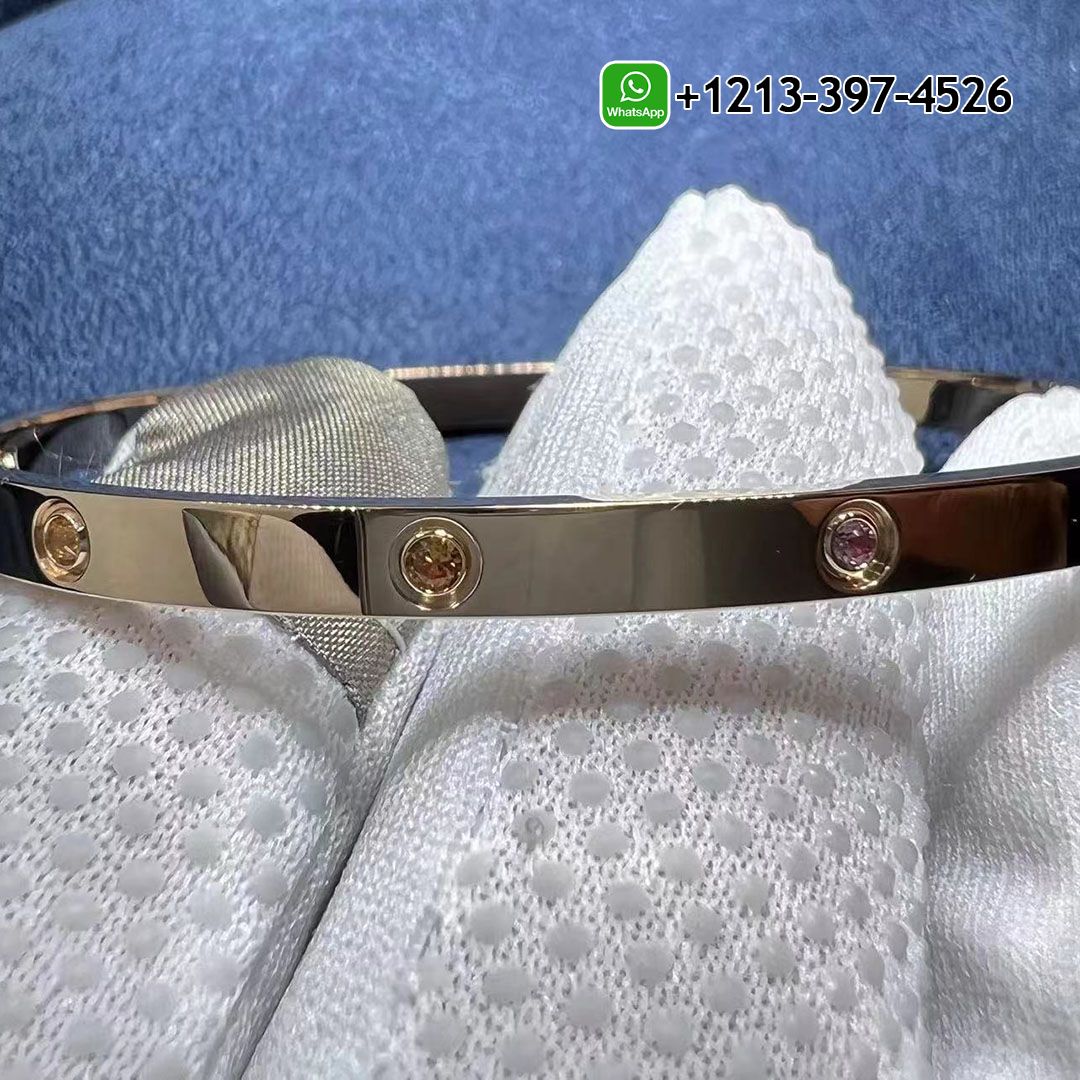 Custom Made Cartier LOVE 18k Rose Gold 10 Multi Gemstones Rainbow SM Bracelet - High Quality 18k Gold and Diamond Luxury Distinctive Collection Designer Jewelry Customized Factory Price Dhkjk4wyocl