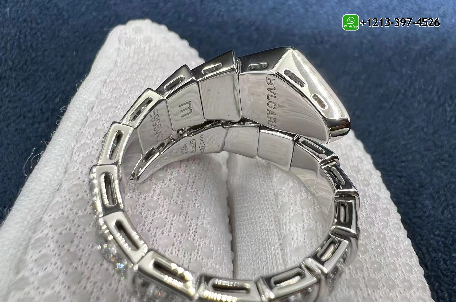 diqsb4bgvhg Custom Made Best Sellers Quality 1:1 Copy Bulgari Serpenti Viper 18k White Gold Full Pave Diamond One-coil Ring - High Quality 18k Gold and Diamond Luxury Distinctive Collection Designer Jewelry Customized Factory Price - Image 4