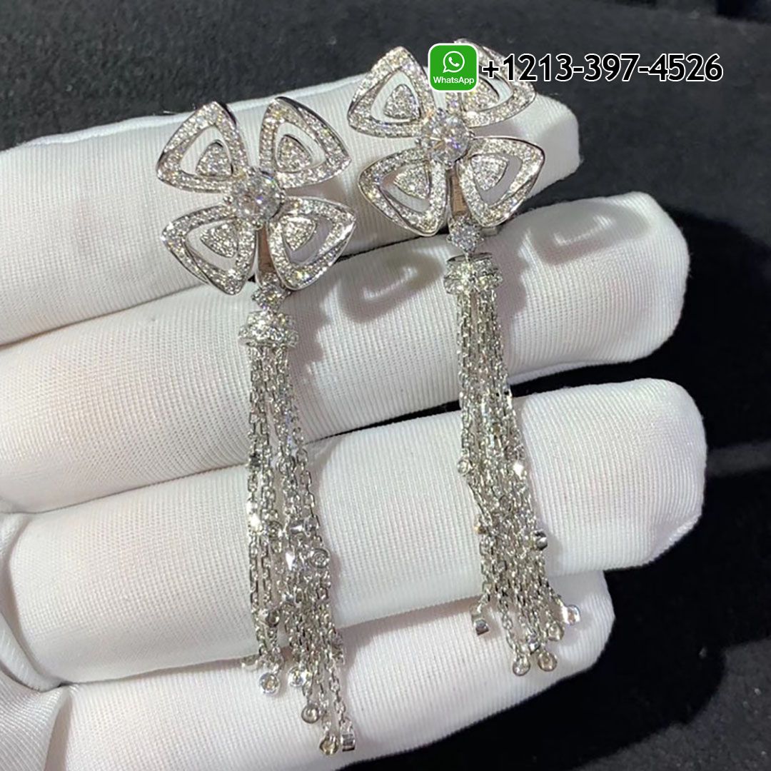 djer4lqeim1 Bvlgari Fiorever 18k White Gold and Diamond Drop Tassels Earrings 354528 - High Quality 18k Gold and Diamond Luxury Distinctive Collection Designer Jewelry Customized Factory Price - Image 2