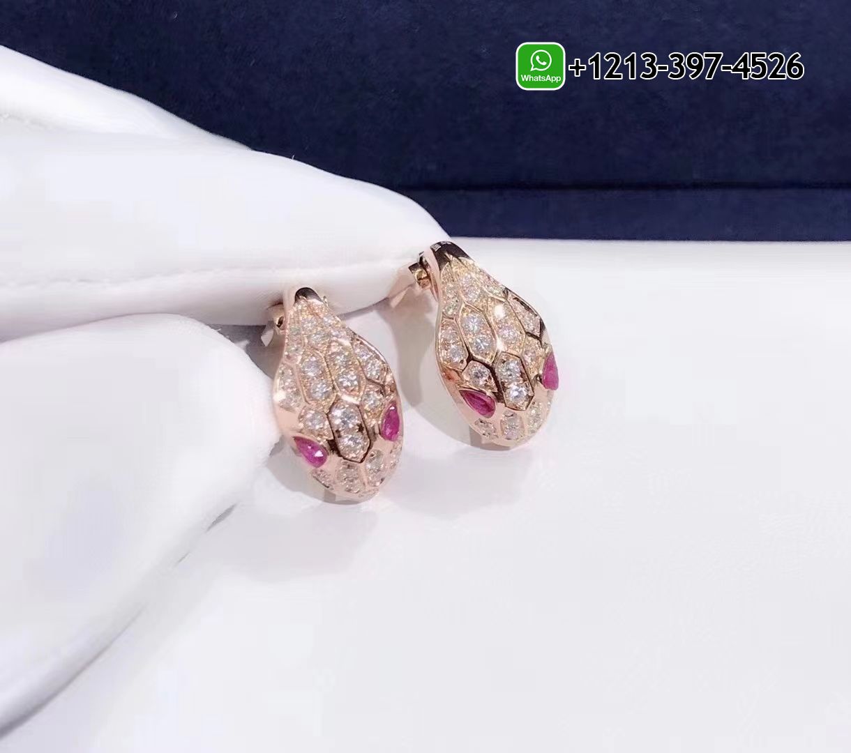 dlsei1gs5j5 Custom Made Best Quality 1:1 Bvlgari Serpenti 18K Rose Gold Rubellite and Diamond Earrings - High Quality 18k Gold and Diamond Luxury Distinctive Collection Designer Jewelry Customized Factory Price - Image 5