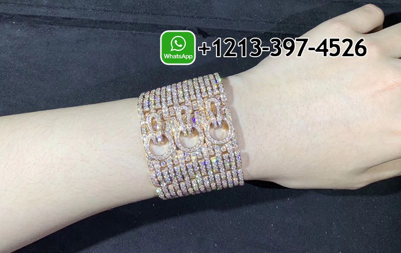 dmvhxrqkgkl Custom Made Best Quality 1:1 Copy Cartier 18k Rose Gold Full Pave Diamonds Agrafe High Jewellery Cuff Bracelet - High Quality 18k Gold and Diamond Luxury Distinctive Collection Designer Jewelry Customized Factory Price - Image 6