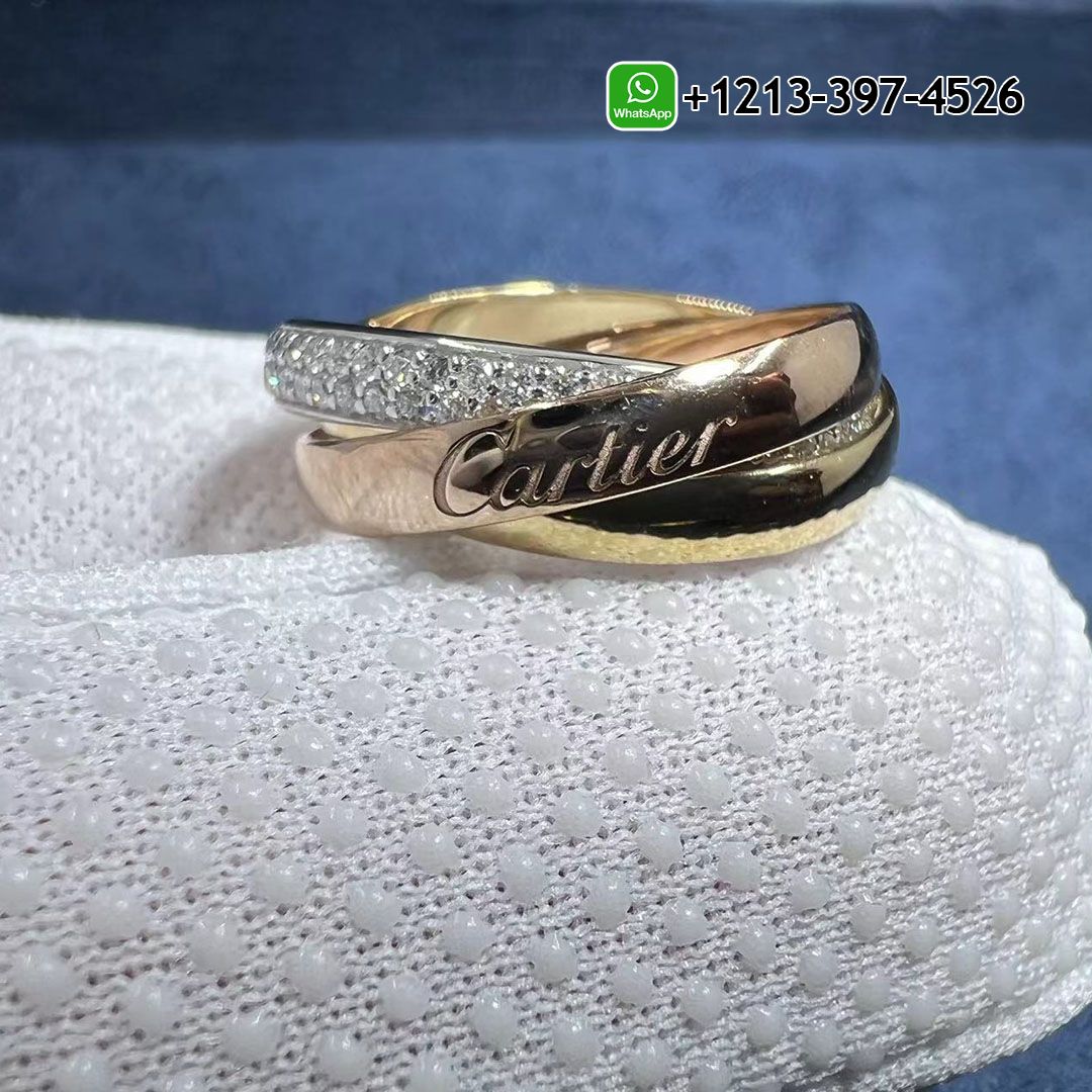 Custom Made Cartier Trinity De Cartier Classic Diamond & 18k Three Tone Gold Rolling Ring - High Quality 18k Gold and Diamond Luxury Distinctive Collection Designer Jewelry Customized Factory Price Do0ggopeiqw