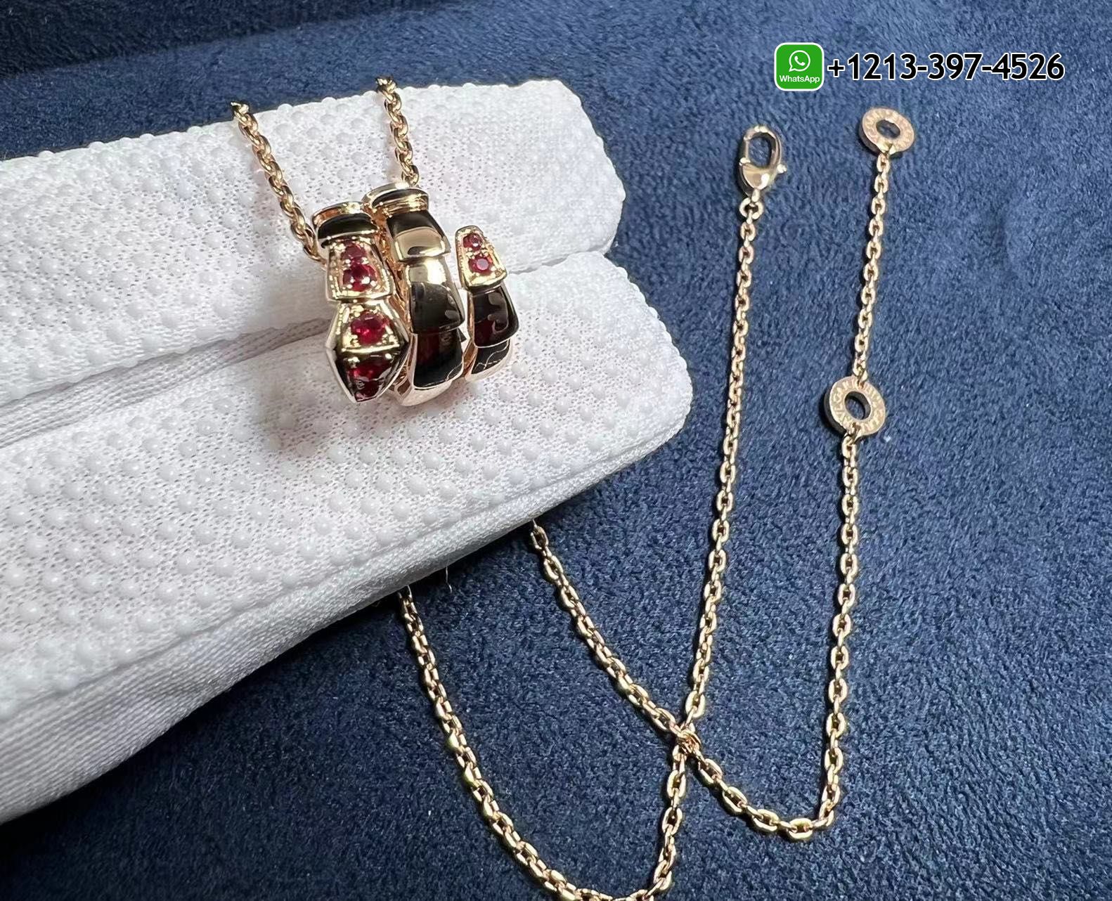 doayk4u5awi Custom Bulgari Serpenti Viper Pendant Necklace In 18 Kt Rose Gold, Set With Pavé Ruby on the Head and Tail - High Quality 18k Gold and Diamond Luxury Distinctive Collection Designer Jewelry Customized Factory Price - Image 7
