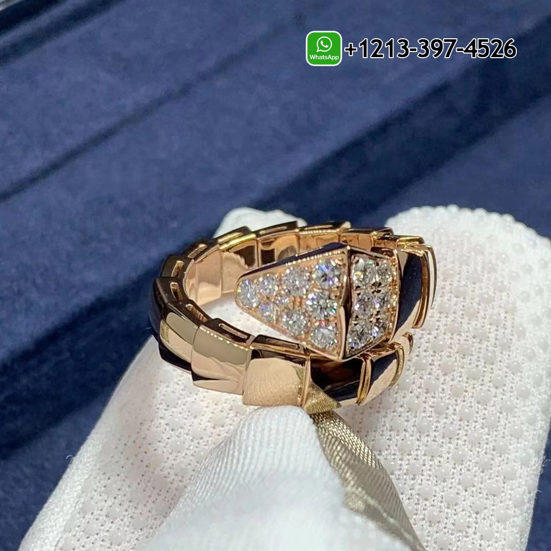 doqxrbn5fmd Best Quality 1:1 Bvlgari Serpenti Viper 18K Rose Gold Pavé Diamonds on The Head One-coil Ring - High Quality 18k Gold and Diamond Luxury Distinctive Collection Designer Jewelry Customized Factory Price
