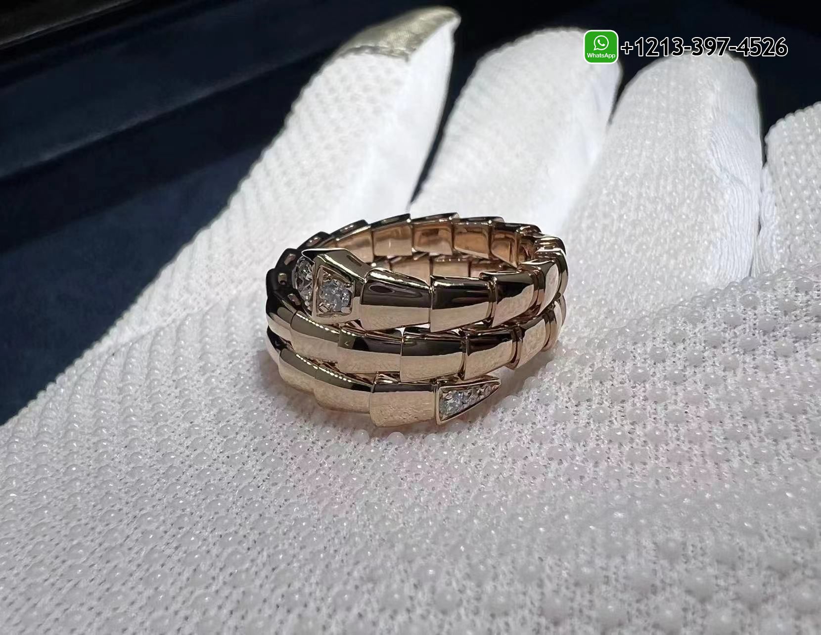 dou2usjqwyn Best Sellers 1:1 Quality Cheap Custom Made Bvlgari Serpenti Viper 2-coil 18k Rose Gold Diamonds Wrap Ring - High Quality 18k Gold and Diamond Luxury Distinctive Collection Designer Jewelry Customized Factory Price - Image 7