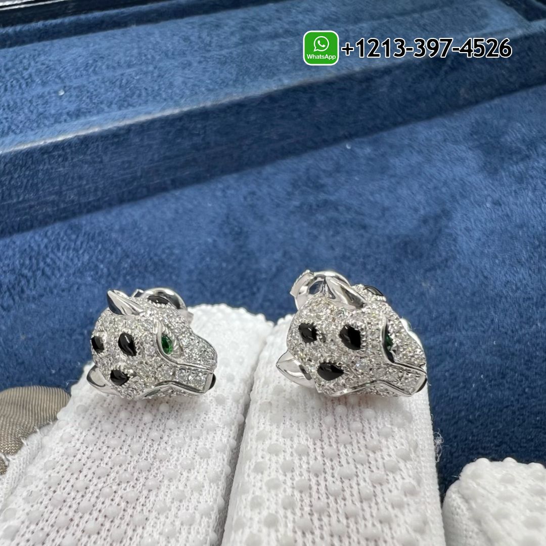 Custom Made Best Sellers Quality 1:1 Cartier Panthère de Cartier 18K White Gold Diamond Earrings - High Quality 18k Gold and Diamond Luxury Distinctive Collection Designer Jewelry Customized Factory Price