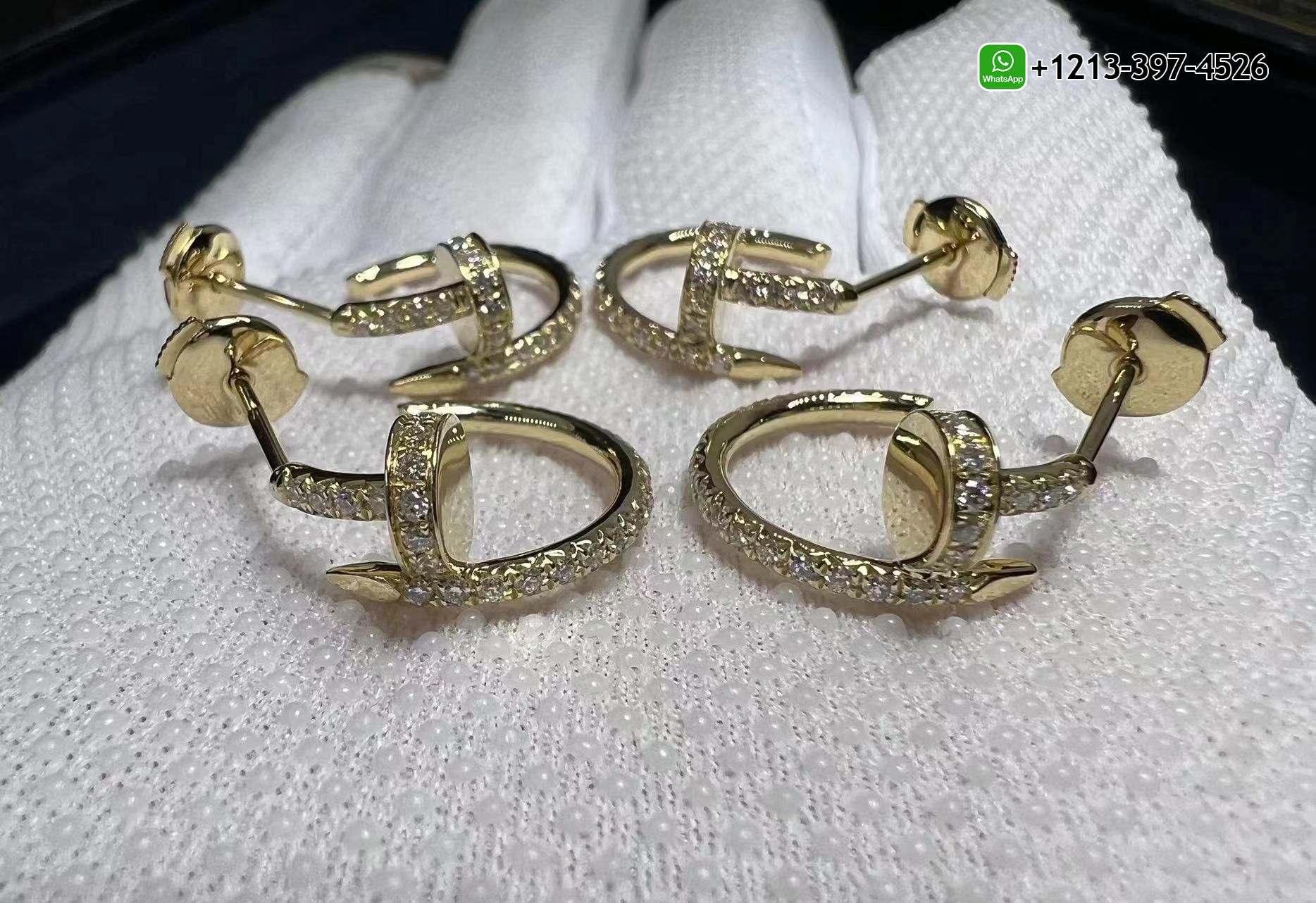dvhawt5v4ck Custom Made Best Sellers Quality 1:1 Copy Cartier Juste un Clou 18k Yellow Gold Pave Diamond Nail Hoop Earrings - High Quality 18k Gold and Diamond Luxury Distinctive Collection Designer Jewelry Customized Factory Price - Image 2