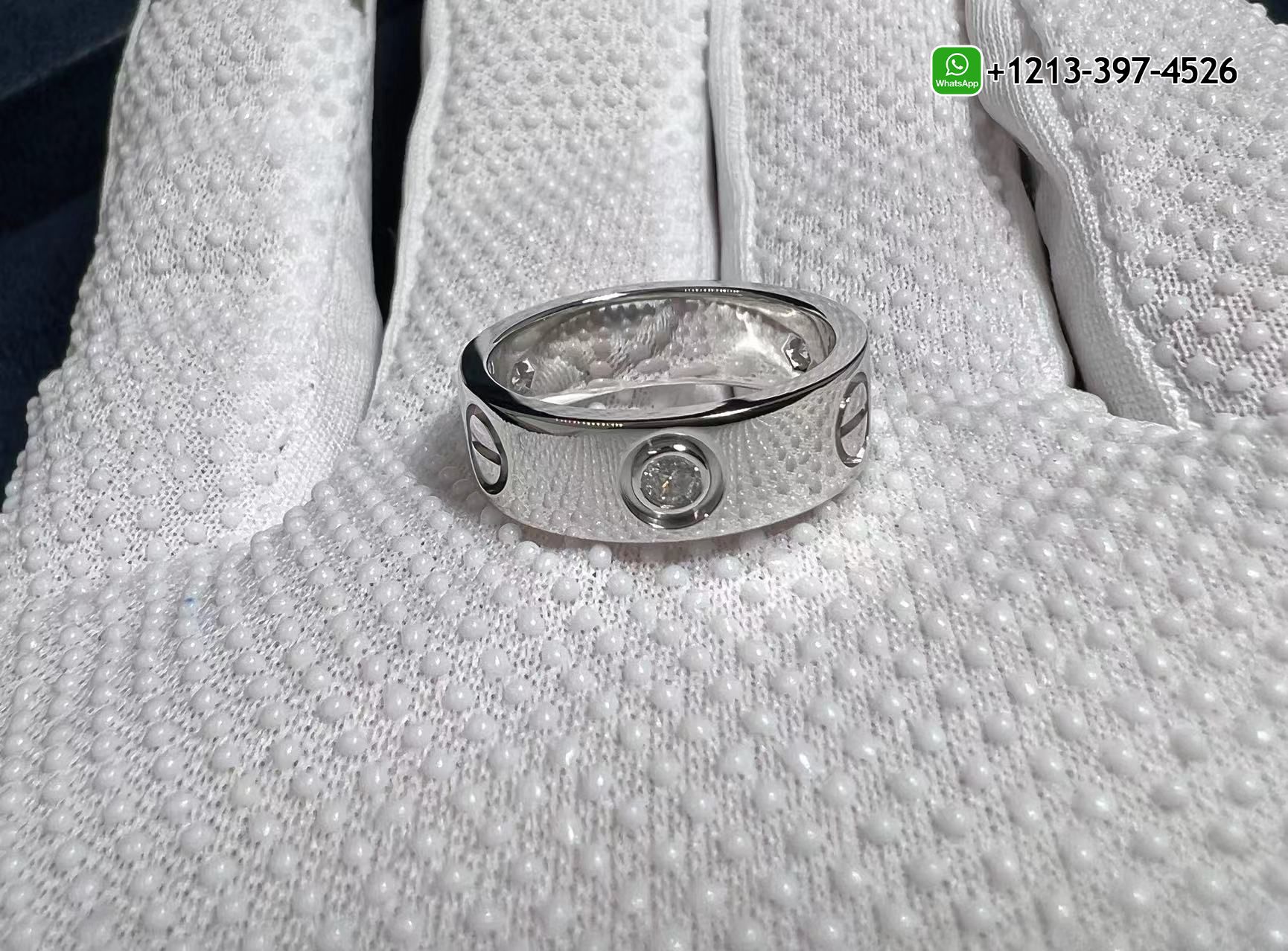 e1l3utmqcao Best Quality Cheap Cartier 18k White Gold 5.5mm Band 3 Diamond Love Ring Replica - High Quality 18k Gold and Diamond Luxury Distinctive Collection Designer Jewelry Customized Factory Price - Image 4