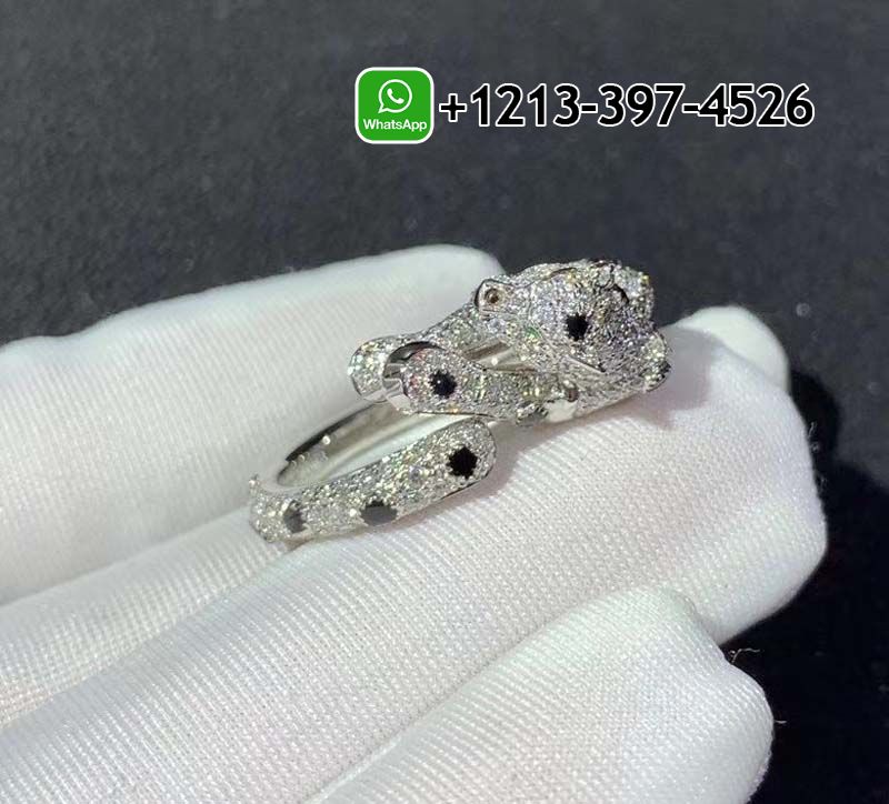 e1q41qqvlez Custom Made Best Quality 1:1 Cheap Cartier Panthere 18k White Gold Diamond Paved Onyx Ring - High Quality 18k Gold and Diamond Luxury Distinctive Collection Designer Jewelry Customized Factory Price - Image 5