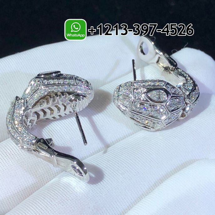 e24grravrae Custom Made Best Quality 1:1 Bvlgari Serpenti 18k White Gold Full Pave Diamonds Earrings - High Quality 18k Gold and Diamond Luxury Distinctive Collection Designer Jewelry Customized Factory Price - Image 6