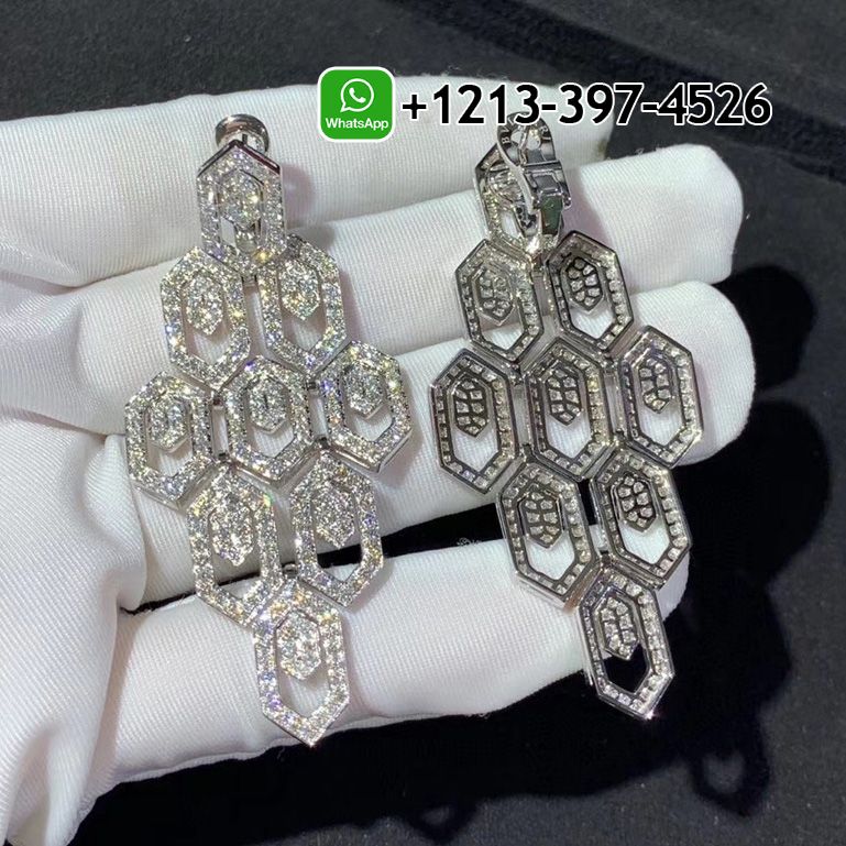 e5213fk0fyo Custom Made Best Sellers Quality 1:1 Bvlgari Serpenti 18K White Gold 5.11 ct Full Pave Diamonds Earrings - High Quality 18k Gold and Diamond Luxury Distinctive Collection Designer Jewelry Customized Factory Price - Image 3