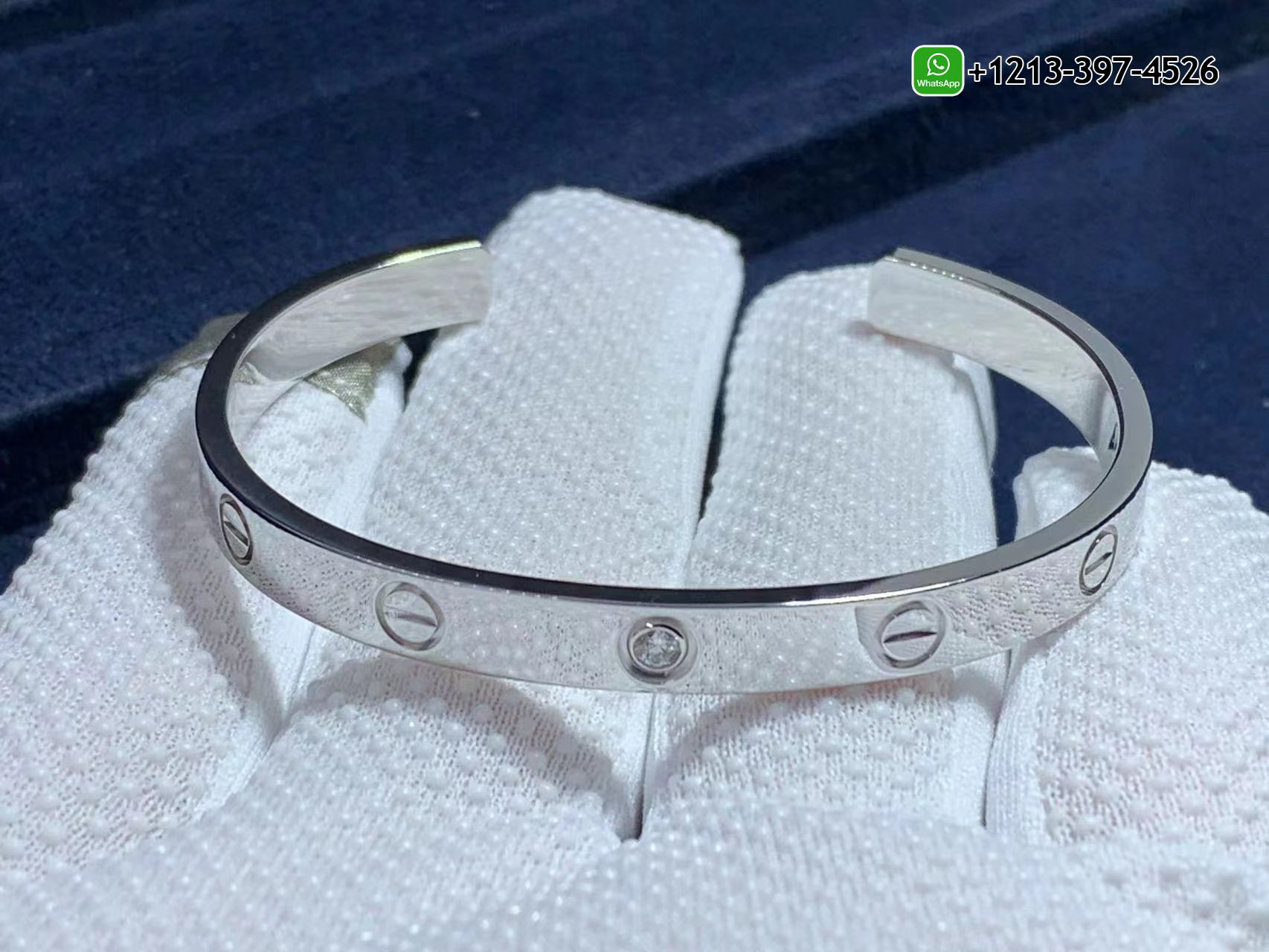 ea05q4fwnf1 Custom Made Best Quality 1:1 Cartier 18K White Gold 1 Diamond LOVE Cuff Bracelet - High Quality 18k Gold and Diamond Luxury Distinctive Collection Designer Jewelry Customized Factory Price - Image 2