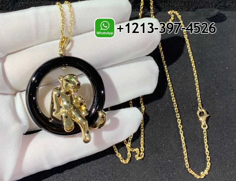eaidgterhis Best Sellers 1:1 Quality Cheap Custom Made Cartier 18k Yellow Gold Black Ceramic, Black Lacquer Panthere de Cartier Necklace - High Quality 18k Gold and Diamond Luxury Distinctive Collection Designer Jewelry Customized Factory Price - Image 4