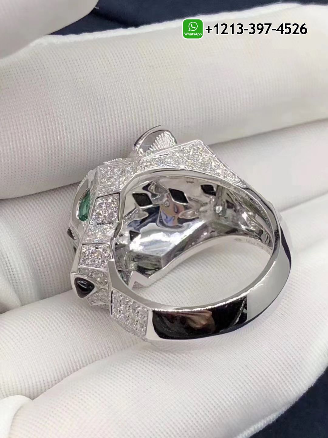 edclfryywah Custom Made Best Quality 1:1 Cartier 18K White Gold Diamond Paved Panthère de Cartier Ring - High Quality 18k Gold and Diamond Luxury Distinctive Collection Designer Jewelry Customized Factory Price - Image 5