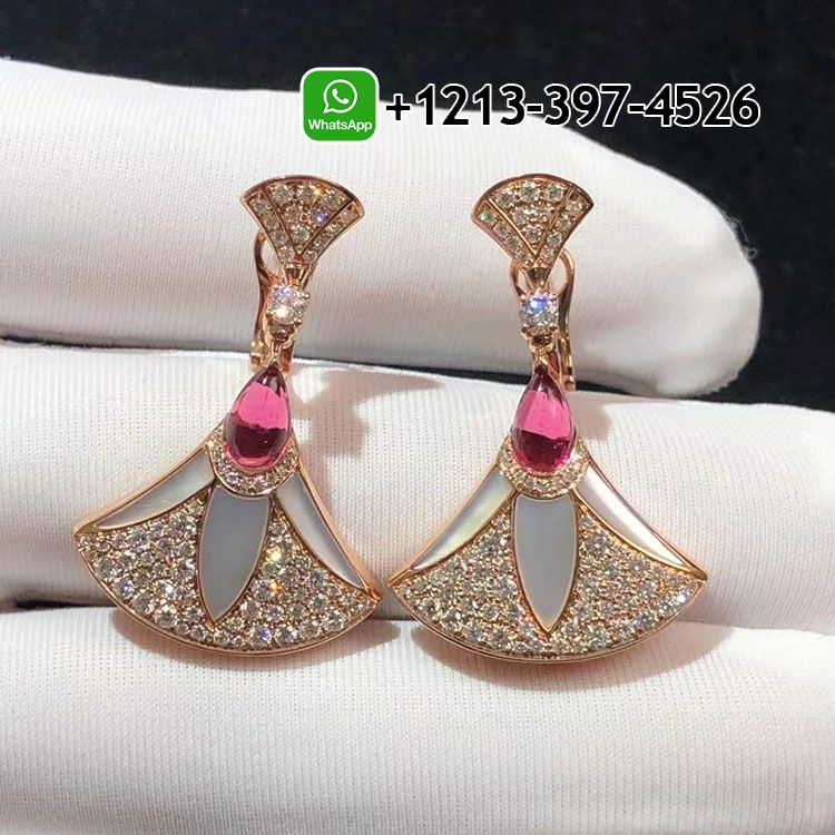 eellc5pew2d Custom Made Best Quality 1:1 Bulgari 18k Rose Gold 2.21cttw Diamond And Mother Of Pearl Divas Dream Drop Earrings - High Quality 18k Gold and Diamond Luxury Distinctive Collection Designer Jewelry Customized Factory Price - Image 6