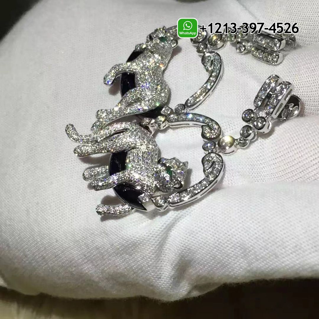 eewzsffoq4z Best Sellers 1:1 Quality Cheap Custom Made Cartier 18k White Gold 6.05ct Diamond, Emerald & Onyx Panthère de Cartier Earrings - High Quality 18k Gold and Diamond Luxury Distinctive Collection Designer Jewelry Customized Factory Price - Image 4