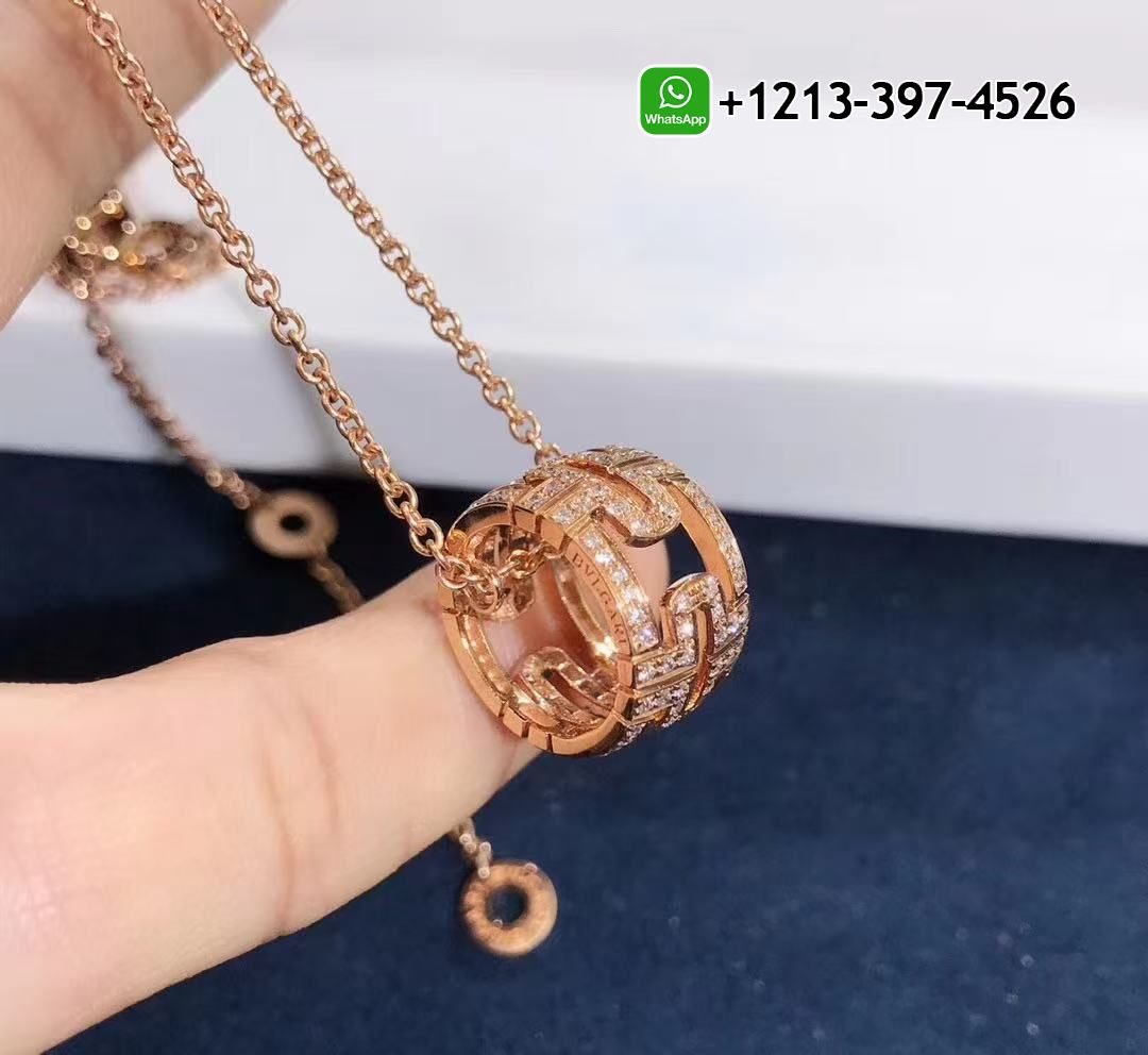 ejoujehohxu Custom Made Best Sellers Quality 1:1 Bvlgari 18K Rose Gold Chain and 18 Kt Rose Gold Set with a Diamond Pendant Necklace - High Quality 18k Gold and Diamond Luxury Distinctive Collection Designer Jewelry Customized Factory Price - Image 4