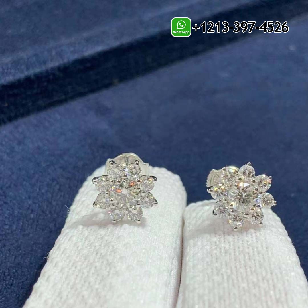 ​Custom Made Best Quality 1:1 Cheap Harry Winston Sunflower 18K White Gold Round Brilliant Diamond Earrings - High Quality 18k Gold and Diamond Luxury Distinctive Collection Designer Jewelry Customized Factory Price Ekfnxurp21g