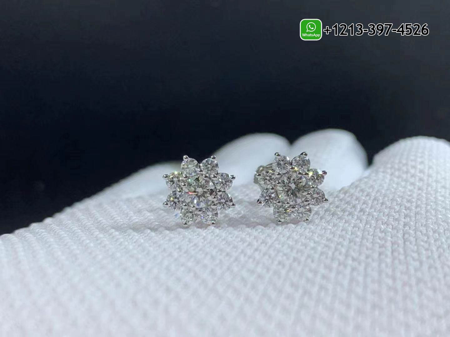 eldryilwvvh Custom Made Best Quality 1:1 Cheap Harry Winston Sunflower 18K White Gold Round Brilliant Diamond Earrings - High Quality 18k Gold and Diamond Luxury Distinctive Collection Designer Jewelry Customized Factory Price - Image 5