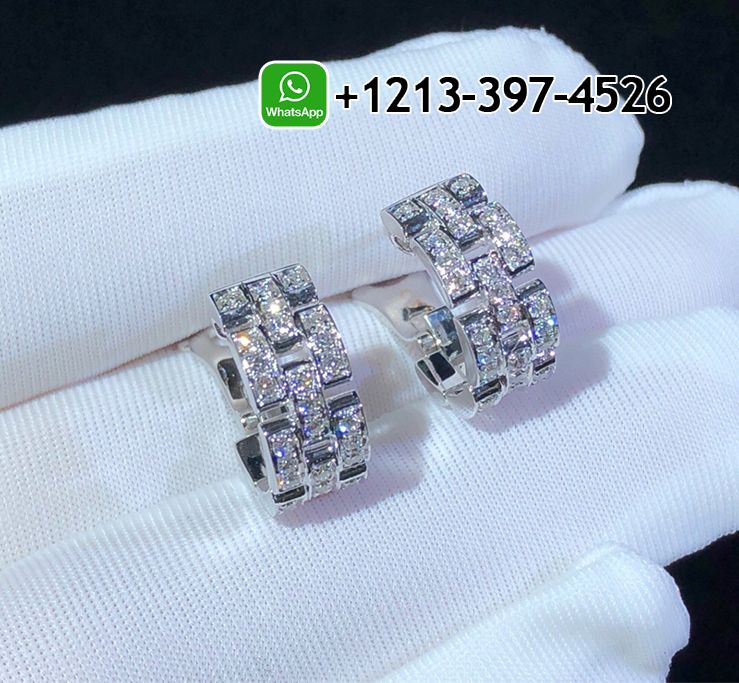 ermqc4h1nkr Custom Made Best Sellers Quality 1:1 Cartier 18k White Gold 3 Diamond-paved Rows Maillon Panthère Earrings - High Quality 18k Gold and Diamond Luxury Distinctive Collection Designer Jewelry Customized Factory Price - Image 8