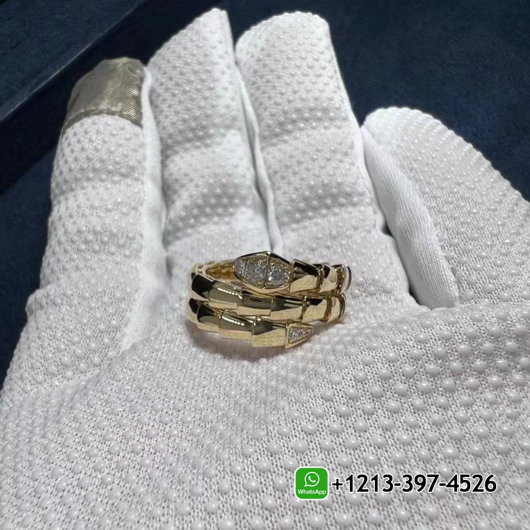 esdgji0d1t3 Bvlgari Serpenti Viper 18k Yellow Gold Diamond Two-coil Ring 357877 - High Quality 18k Gold and Diamond Luxury Distinctive Collection Designer Jewelry Customized Factory Price - Image 5
