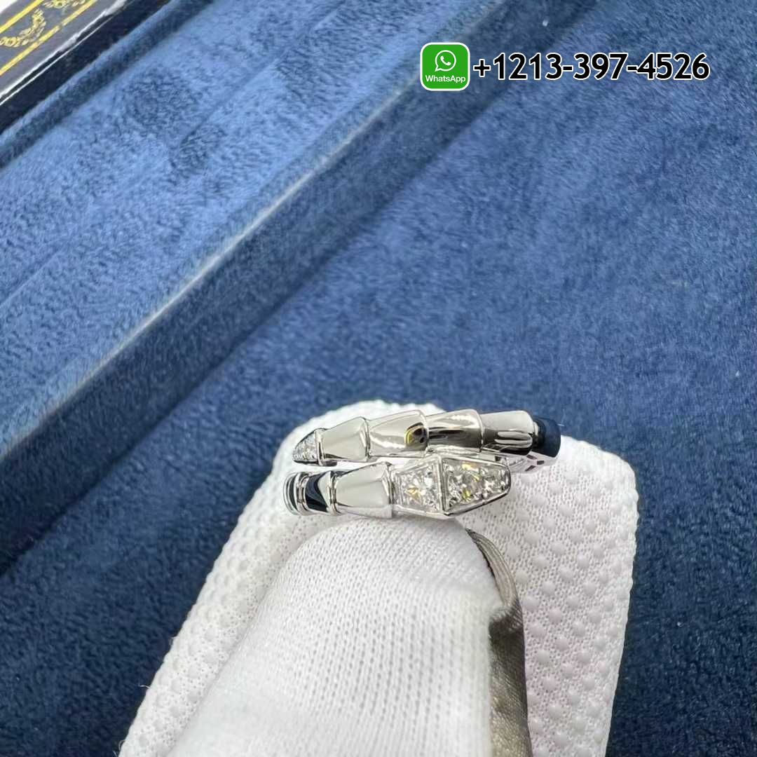 esf21kjf14i Custom Made Best Sellers Quality 1:1 Bvlgari Serpenti Viper One-coil Diamond 18K White Gold Ring - High Quality 18k Gold and Diamond Luxury Distinctive Collection Designer Jewelry Customized Factory Price
