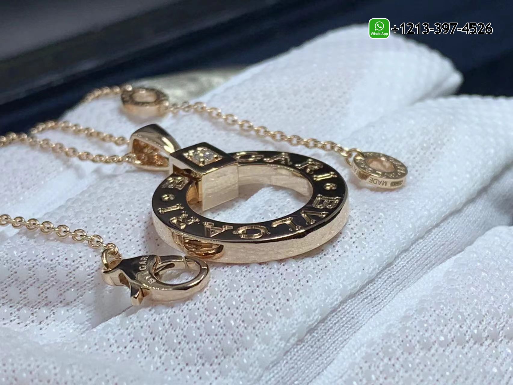 exlsyajw3bh Custom Made Best Quality 1:1 Copy Bvlgari Necklace With 18K Rose Gold Pendant Set With a Diamond - High Quality 18k Gold and Diamond Luxury Distinctive Collection Designer Jewelry Customized Factory Price - Image 3