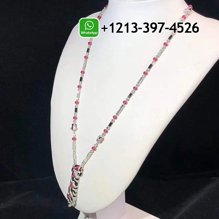 eztyluc2e44 Custom Made Best Quality 1:1 Cartier Beautés du Monde 18k White Gold 9.21ct Diamonds, Rubellites, Onyx High Jewelry Necklace - High Quality 18k Gold and Diamond Luxury Distinctive Collection Designer Jewelry Customized Factory Price - Image 6