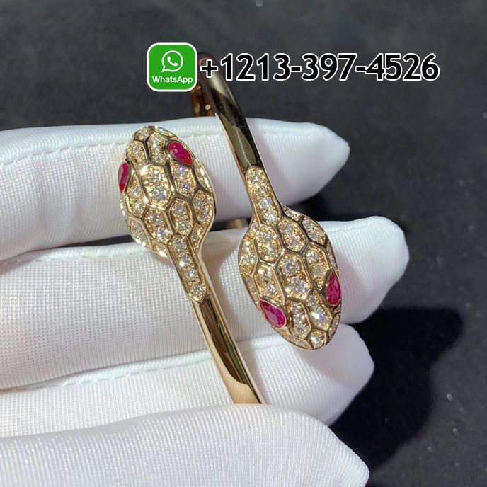 fa2kdfkwtho Custom Made Best Quality 1:1 Bulgari Serpenti 18 kt rose gold set with rubellite eyes and pavé diamonds bracelet - High Quality 18k Gold and Diamond Luxury Distinctive Collection Designer Jewelry Customized Factory Price - Image 3
