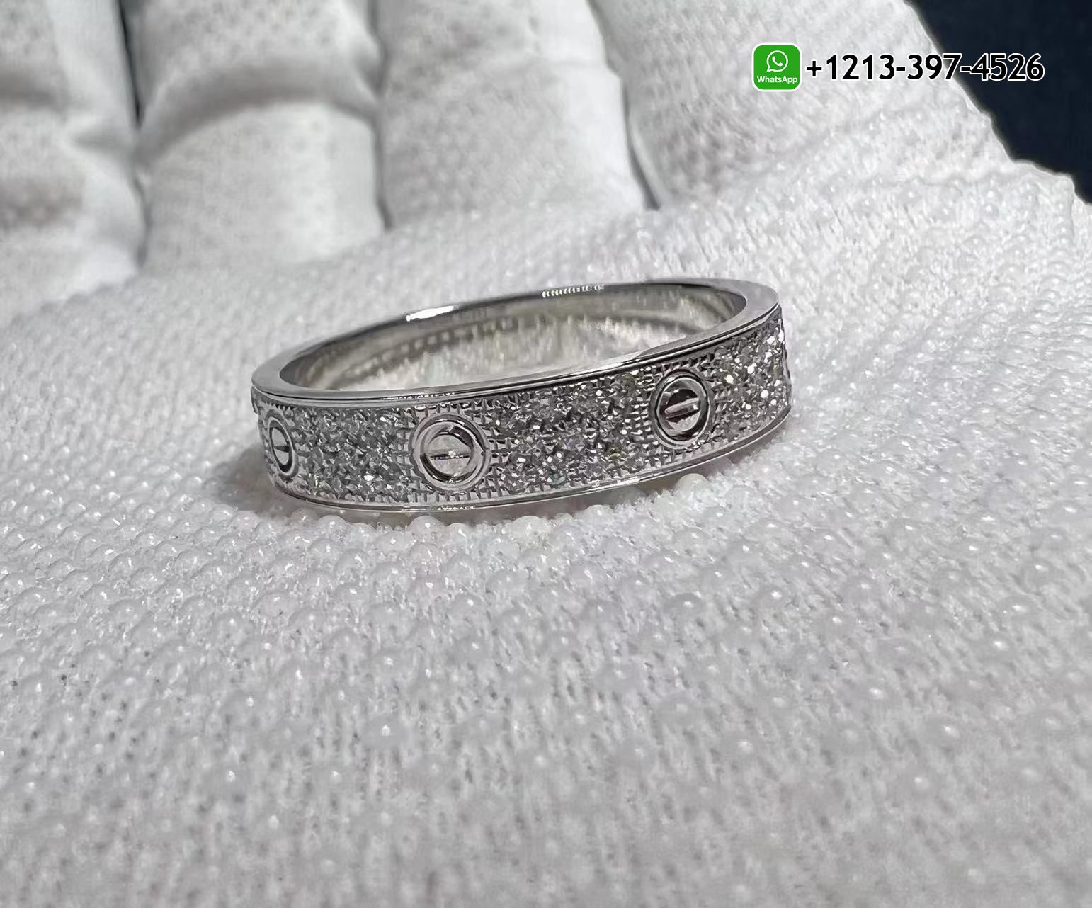 fbw3blseqs4 Cartier 18K White Gold Diamond Paved 4mm LOVE Wedding Band Ring B4083400 - High Quality 18k Gold and Diamond Luxury Distinctive Collection Designer Jewelry Customized Factory Price - Image 6