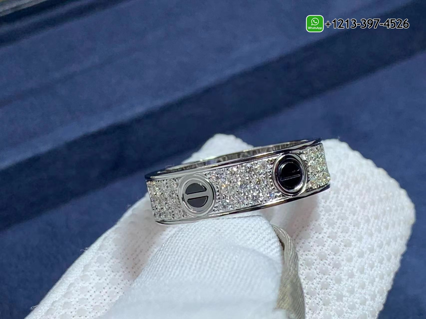 fdmikv4fad1 Custom Made Best Quality 1:1 Cartier Love Diamond Paved Black Ceramic 18k White Gold 6.5MM Band Ring - High Quality 18k Gold and Diamond Luxury Distinctive Collection Designer Jewelry Customized Factory Price - Image 5