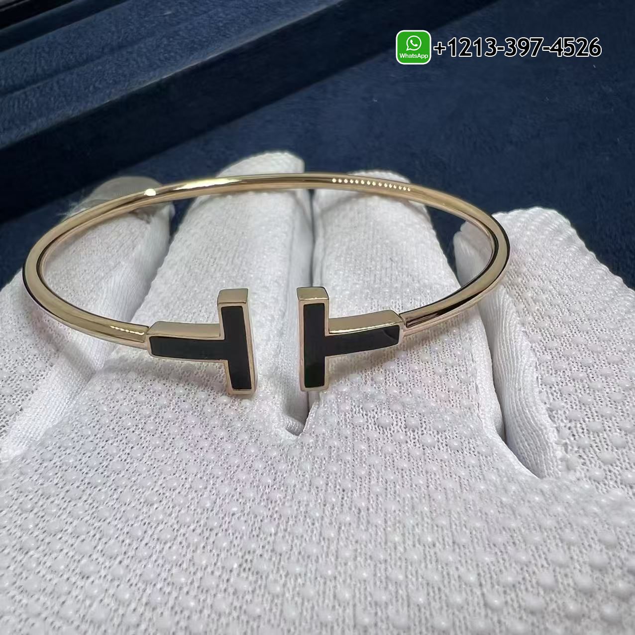 feljd0pzavx Best Sellers 1:1 Quality Cheap Custom Made Tiffany 18k Rose Gold Black Onyx T Wire Bracelet - High Quality 18k Gold and Diamond Luxury Distinctive Collection Designer Jewelry Customized Factory Price - Image 2