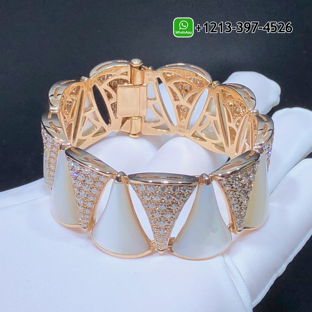 fh30yiqsfl4 Bvlgari Divas Dream 18k Rose Gold Pave Diamond Mother-of-Pear High Jewelry Bracelet - High Quality 18k Gold and Diamond Luxury Distinctive Collection Designer Jewelry Customized Factory Price - Image 4
