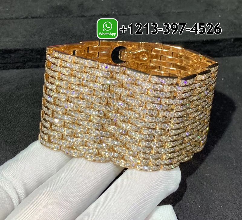 fh3ouepqocs Custom Made Best Quality 1:1 Copy Cartier 18k Rose Gold Full Pave Diamonds Agrafe High Jewellery Cuff Bracelet - High Quality 18k Gold and Diamond Luxury Distinctive Collection Designer Jewelry Customized Factory Price - Image 2