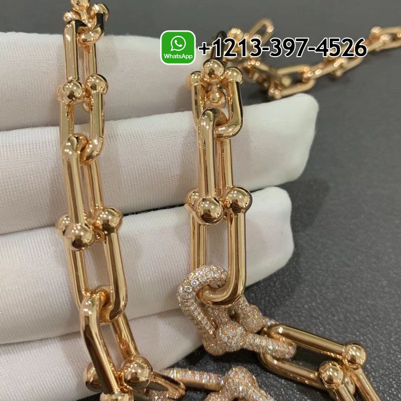 fipz2ndp1bq Custom Made Best Sellers Quality 1:1 Tiffany City HardWear 18k Rose Gold Pavé Diamonds Graduated Link Necklace - High Quality 18k Gold and Diamond Luxury Distinctive Collection Designer Jewelry Customized Factory Price - Image 4