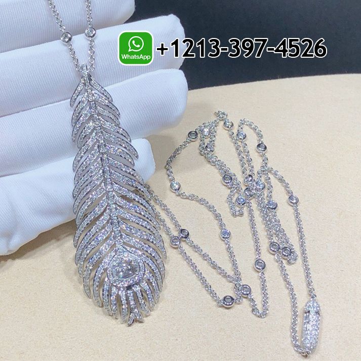 fmsruppdgxr Best Quality Boucheron Plume de Paon 18k White Gold Pave Diamond Feather Pendant Neckloace Replica - High Quality 18k Gold and Diamond Luxury Distinctive Collection Designer Jewelry Customized Factory Price