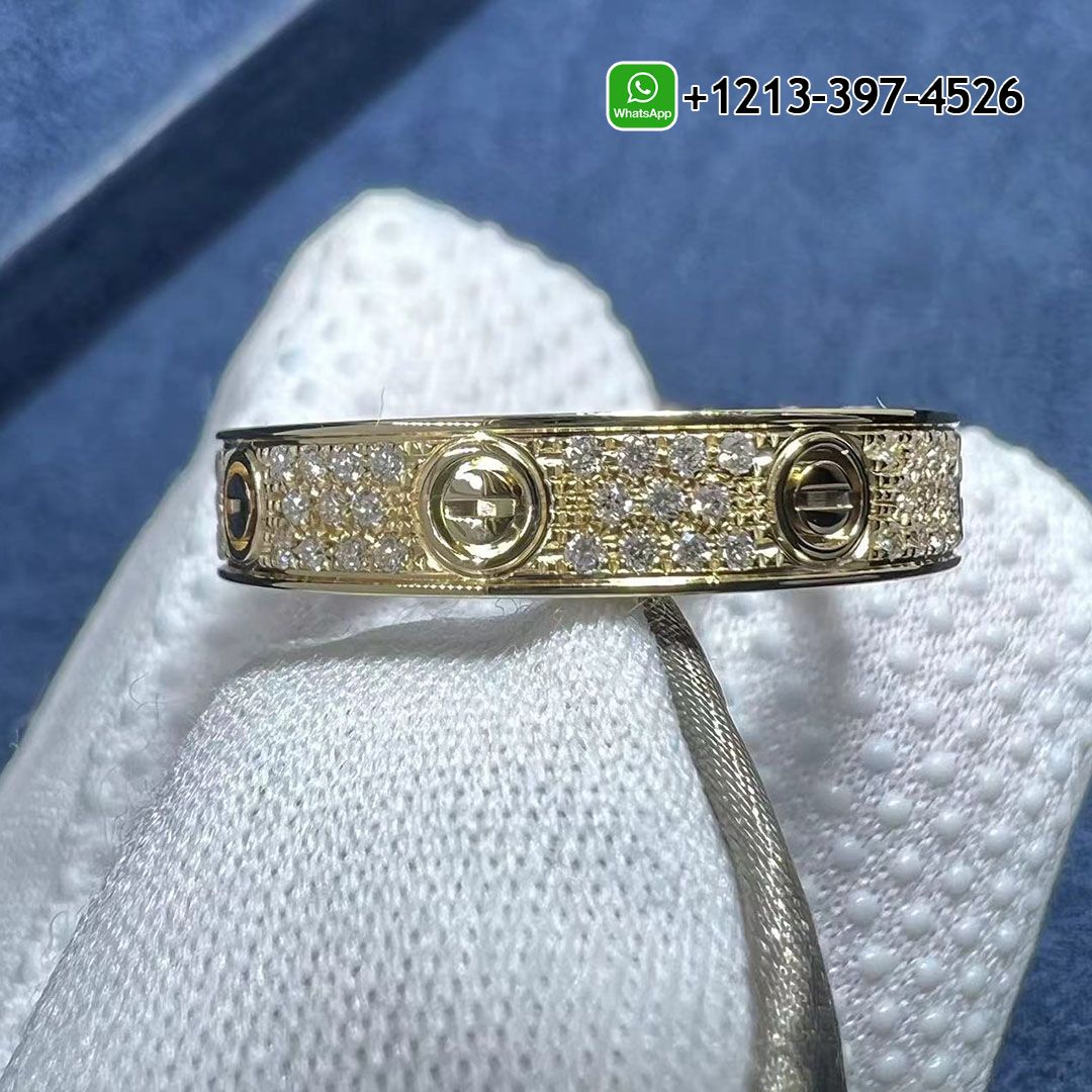 Best Quality Cartier 18K Yellow Gold Diamond Paved LOVE Wedding Band Ring Replica - High Quality 18k Gold and Diamond Luxury Distinctive Collection Designer Jewelry Customized Factory Price Fnbfw52gxbc