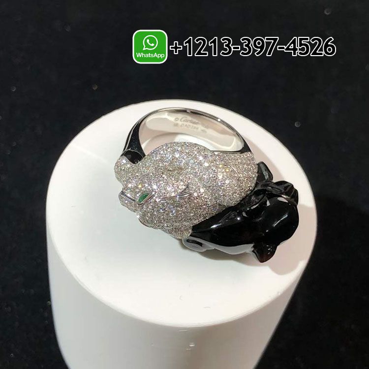 fo3ayzsm0mw Custom Made Best Sellers Quality 1:1 Cartier Panthère de Cartier 18K White Gold Diamond Emerald Onyx Ring - High Quality 18k Gold and Diamond Luxury Distinctive Collection Designer Jewelry Customized Factory Price - Image 5