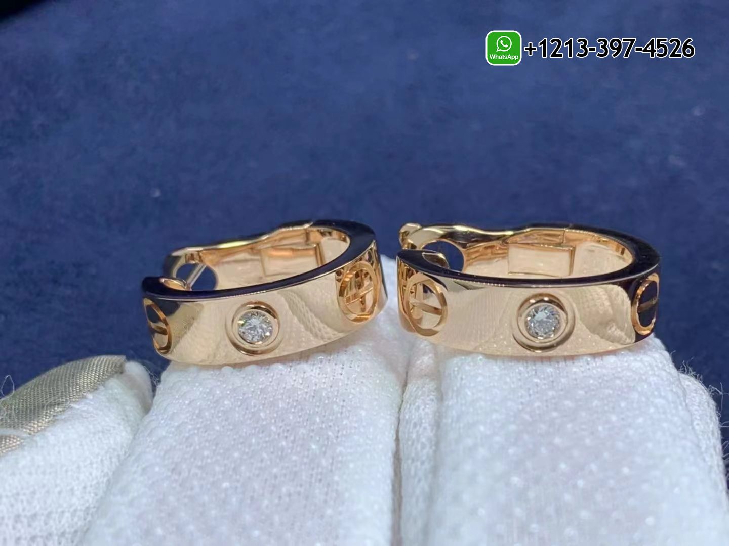 fohntguioh0 Custom Made Best Quality 1:1 Cartier 18K Rose Gold 2 Diamonds LOVE Hoop Earrings - High Quality 18k Gold and Diamond Luxury Distinctive Collection Designer Jewelry Customized Factory Price - Image 2