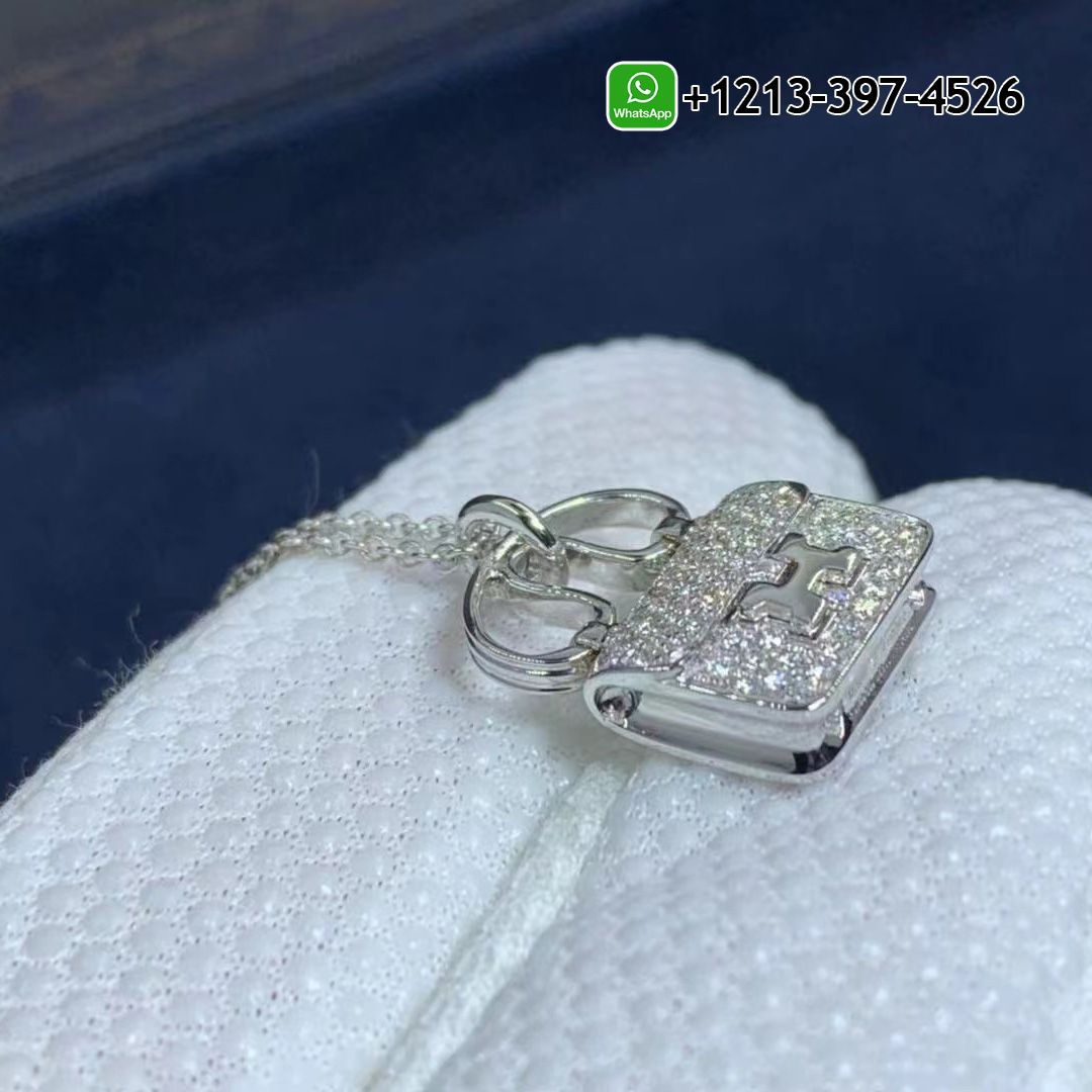 Custom Made Best Quality 1:1 Hermes 18k White Gold and Diamond Constance Amulette Small Pendant Necklace - High Quality 18k Gold and Diamond Luxury Distinctive Collection Designer Jewelry Customized Factory Price Fq1uzv4hcjk