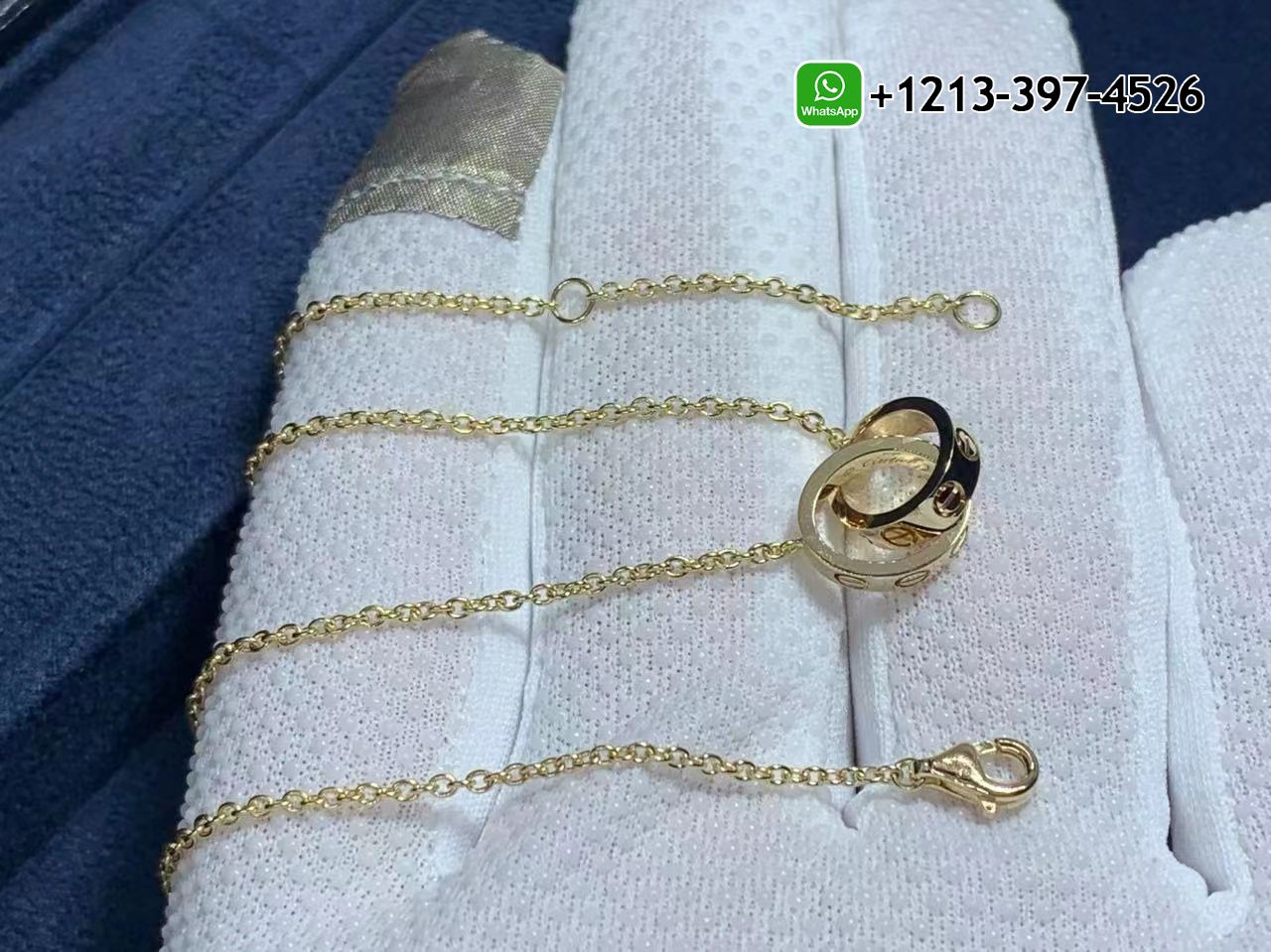 fvgt4dteb2s Custom Made Best Quality 1:1 Authentic Cartier 18k Yellow Gold Love 2 Hoops Gold Chain Necklace - High Quality 18k Gold and Diamond Luxury Distinctive Collection Designer Jewelry Customized Factory Price - Image 2