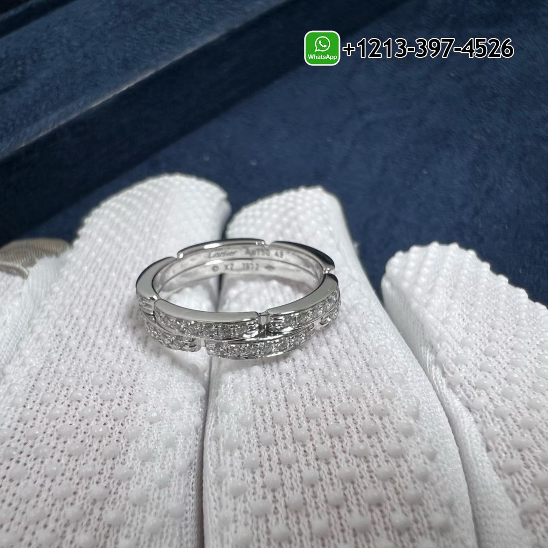 fvy0enl00mj Custom Made Best Sellers Quality 1:1 Cartier Maillon Panthère 18k White Gold 2 Half Diamond Paved Rows Wedding Band Ring - High Quality 18k Gold and Diamond Luxury Distinctive Collection Designer Jewelry Customized Factory Price - Image 3
